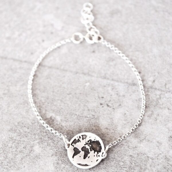 Ασημένιο βραχιόλι παγκόσμιος χάρτης