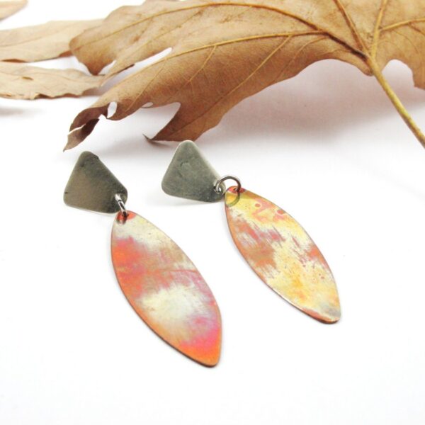 Χειροποίητα σκουλαρίκια απο μπρούτζο, χαλκό & ασήμι