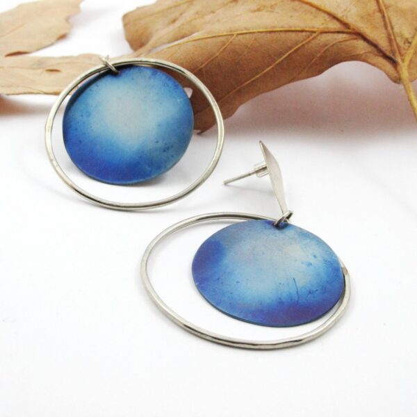 Χεροποίητα σκουλαρίκια από τιτάνιο & ασήμι